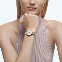 Attract watch, Swiss Made, Pavé, Crystal bracelet, Gold tone, Champagne gold-tone finish by SWAROVSKI