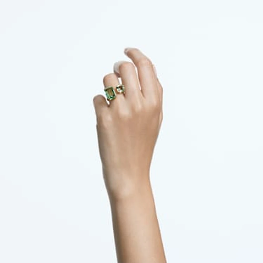 Millenia open ring, Octagon cut, Green, Gold-tone plated by SWAROVSKI