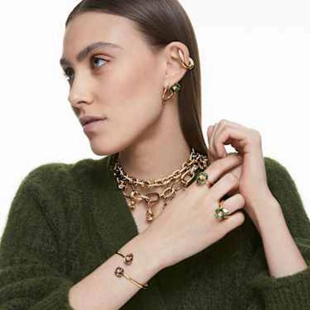 Numina bangle, Mixed cuts, Gray, Gold-tone plated by SWAROVSKI