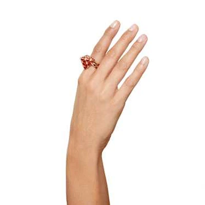 Curiosa cocktail ring, Triangle cut, Red, Gold-tone plated by SWAROVSKI