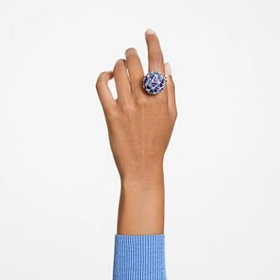 Curiosa cocktail ring, Triangle cut, Blue, Gold-tone plated by SWAROVSKI
