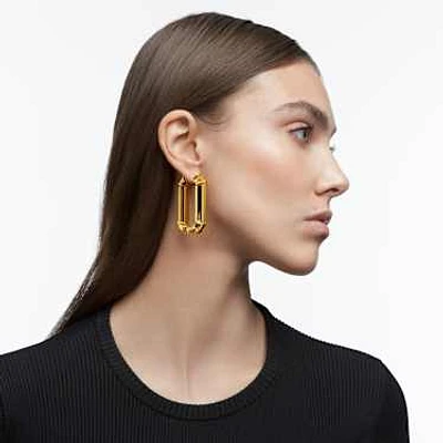 Lucent hoop earrings, Statement, Octagon shape, Yellow by SWAROVSKI
