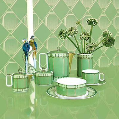 Signum cup with saucer, Porcelain, Green by SWAROVSKI