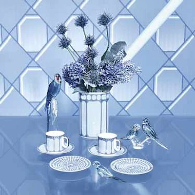 Signum plate, Porcelain, Small, Blue by SWAROVSKI