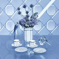 Signum plate, Porcelain, Small, Blue by SWAROVSKI