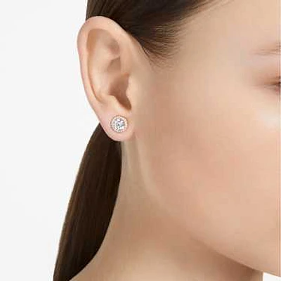 Constella stud earrings, Round cut, Pavé, White