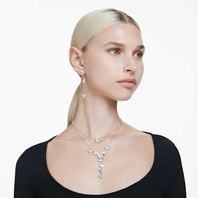 Idyllia Lilia Y necklace, Butterfly, White, Rhodium plated by SWAROVSKI