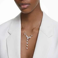 Idyllia Lilia Y necklace, Butterfly, White, Rose gold-tone plated by SWAROVSKI