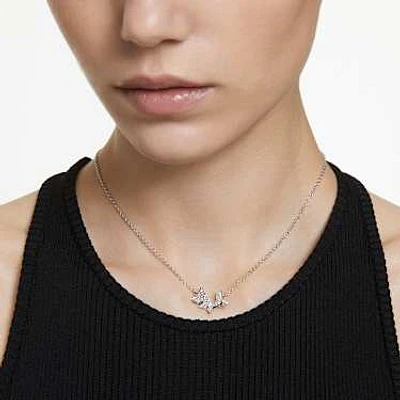 Idyllia Lilia necklace, Butterfly, White, Rhodium plated by SWAROVSKI