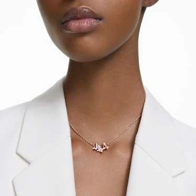 Idyllia Lilia necklace, Butterfly, White, Rose gold-tone plated by SWAROVSKI