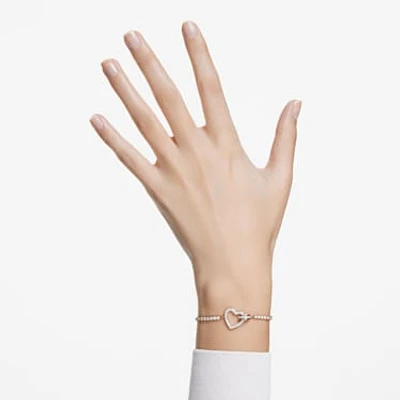 Lovely bracelet, Heart, White, Rose gold-tone plated by SWAROVSKI