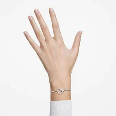 Lovely bracelet, Heart, White, Rhodium plated by SWAROVSKI