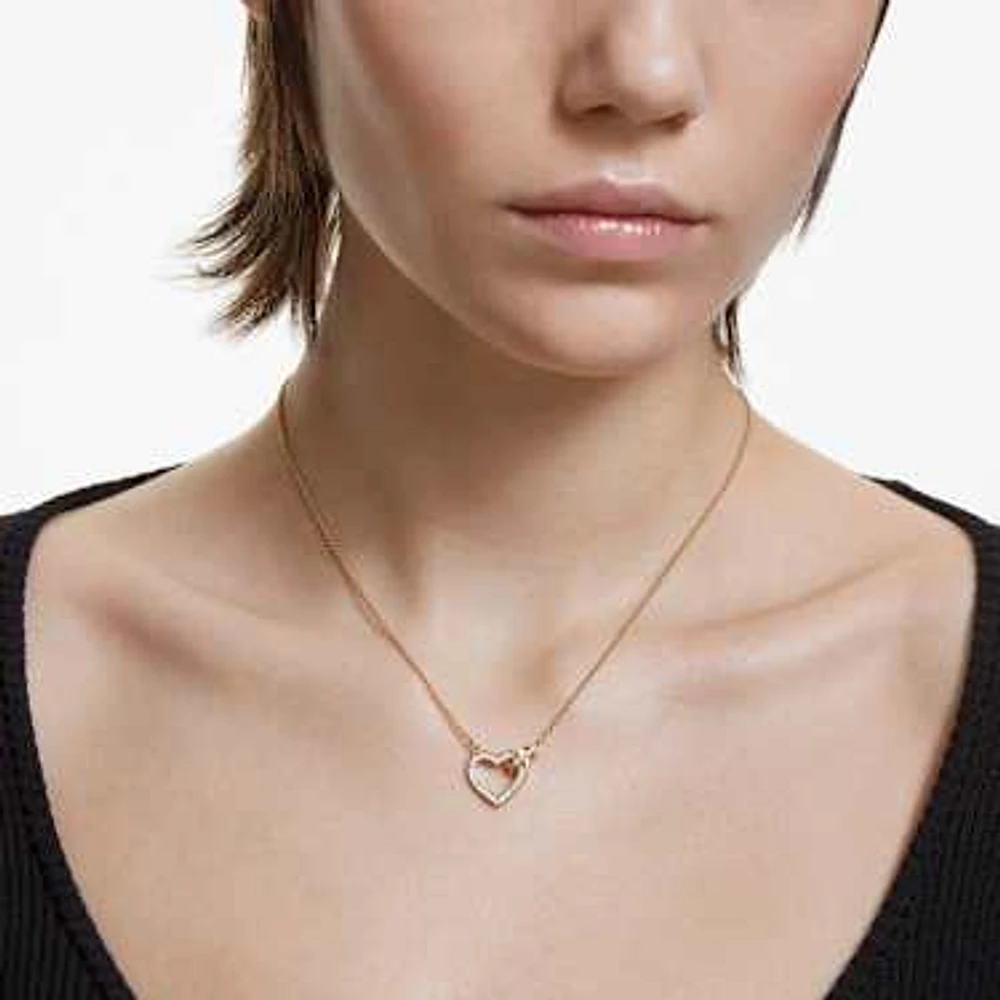 Lovely necklace, Heart, White, Gold-tone plated by SWAROVSKI