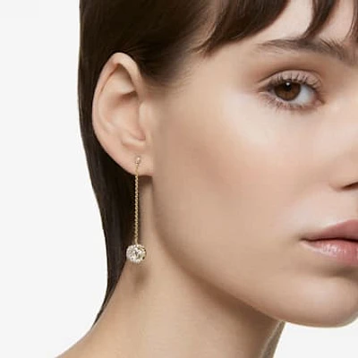 Generation drop earrings, Long, White, Gold-tone plated by SWAROVSKI