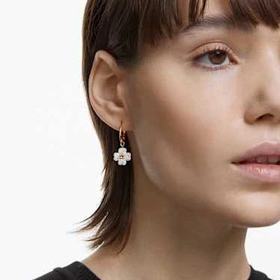 Latisha drop earrings, Flower, White, Rose gold-tone plated by SWAROVSKI