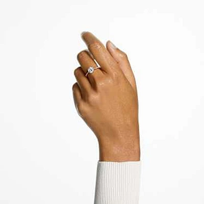 Constella cocktail ring, Round cut, Pavé, White, Rose gold-tone plated by SWAROVSKI
