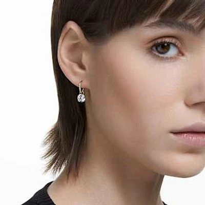 Stilla drop earrings, Round cut, White, Gold-tone plated by SWAROVSKI