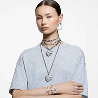 Dextera necklace, Statement, Mixed links, White, Rhodium plated by SWAROVSKI