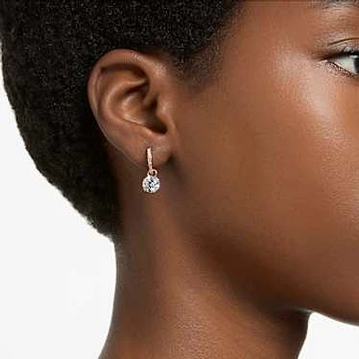 Constella drop earrings, Round cut, White, Rose gold-tone plated by SWAROVSKI