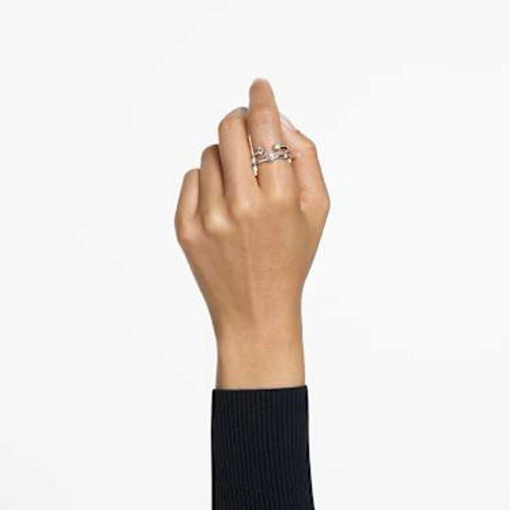 Constella ring, Set (2), Round cut, White, Rhodium plated by SWAROVSKI