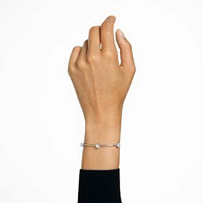 Constella bangle, Round cut, White, Rhodium plated by SWAROVSKI