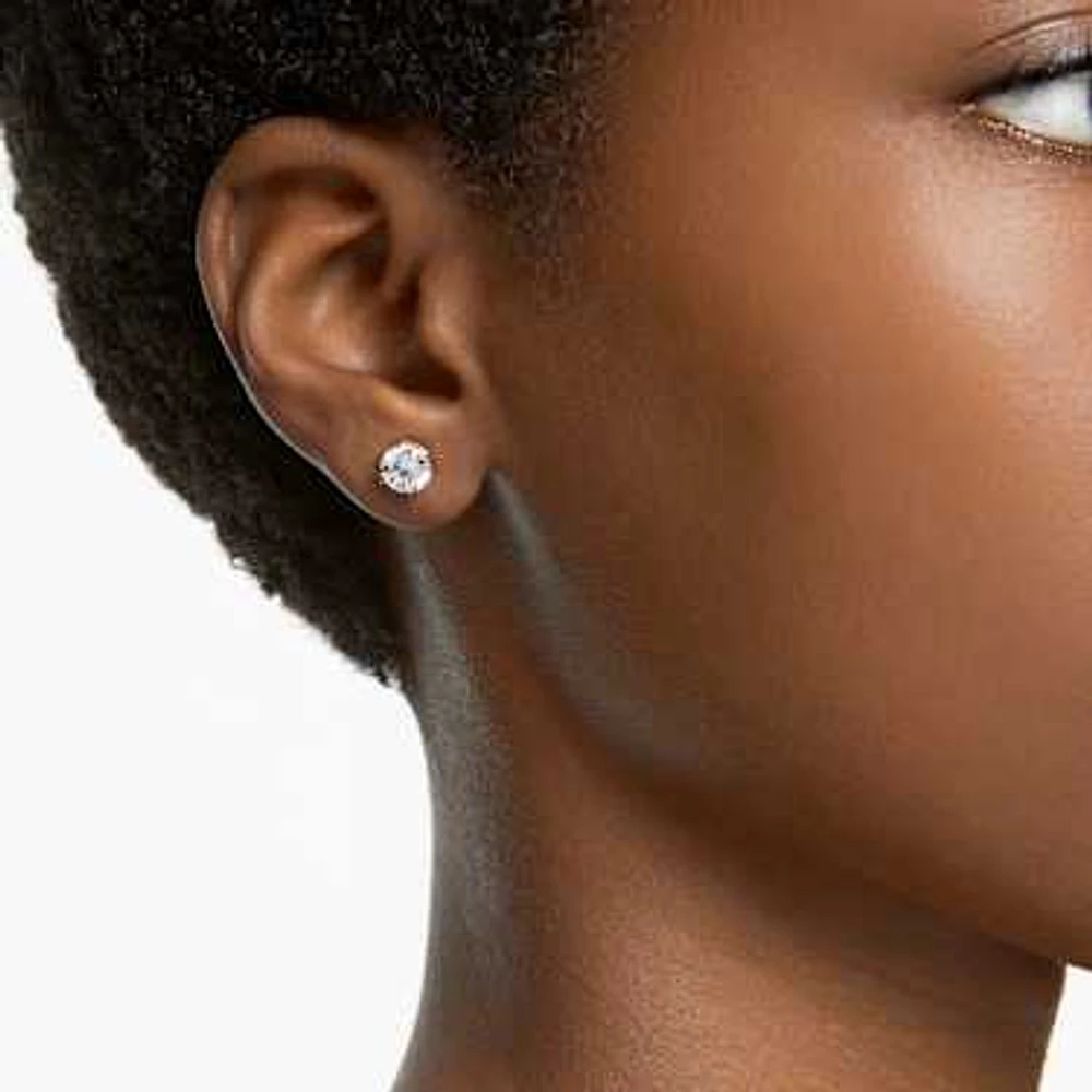 Constella stud earrings, Round cut, White, Gold-tone plated by SWAROVSKI