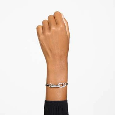 Dextera bracelet, Pavé, Mixed links, White, Rhodium plated by SWAROVSKI