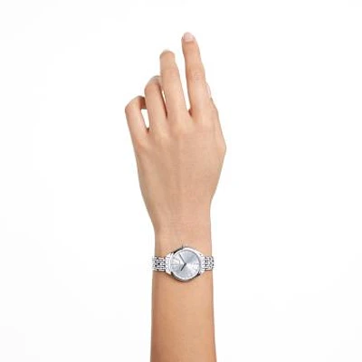 Attract watch, Swiss Made, Full pavé, Crystal bracelet, Silver tone, Stainless steel by SWAROVSKI