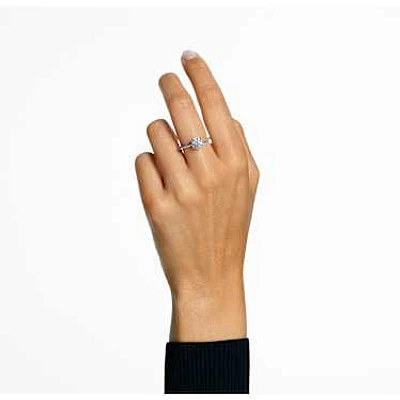 Constella cocktail ring, Round cut, Pavé, White, Rhodium plated by SWAROVSKI