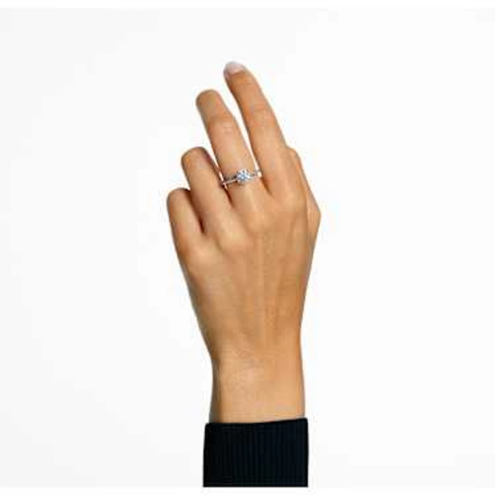 Stilla cocktail ring, Round cut, Pavé, White, Rhodium plated by SWAROVSKI
