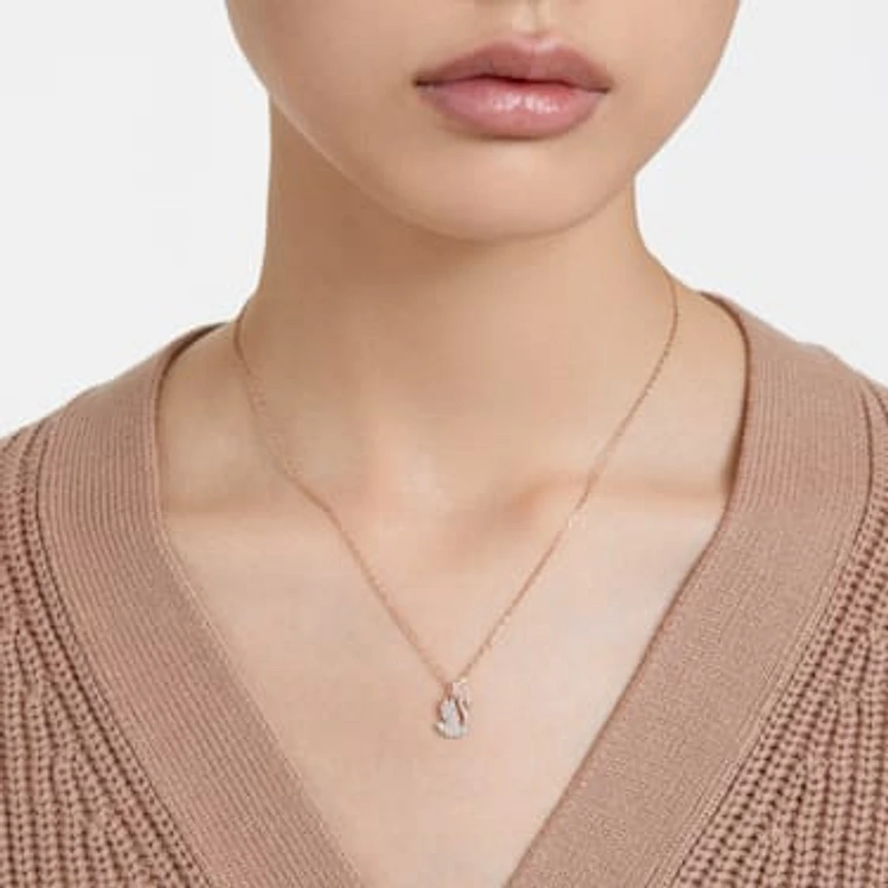 Swarovski Iconic Swan pendant, Swan, Small, White, Rose gold-tone plated by SWAROVSKI