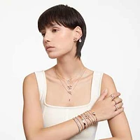 Volta bangle, Bow, White, Rose gold-tone plated by SWAROVSKI