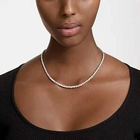 Matrix Tennis set, Round cut, White, Rhodium plated by SWAROVSKI