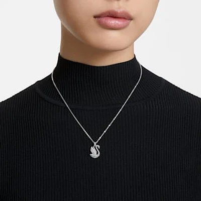 Swarovski Iconic Swan pendant, Swan, Medium, White, Rhodium plated by SWAROVSKI