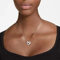 Matrix pendant, Mixed cuts, Heart, White, Rhodium plated by SWAROVSKI