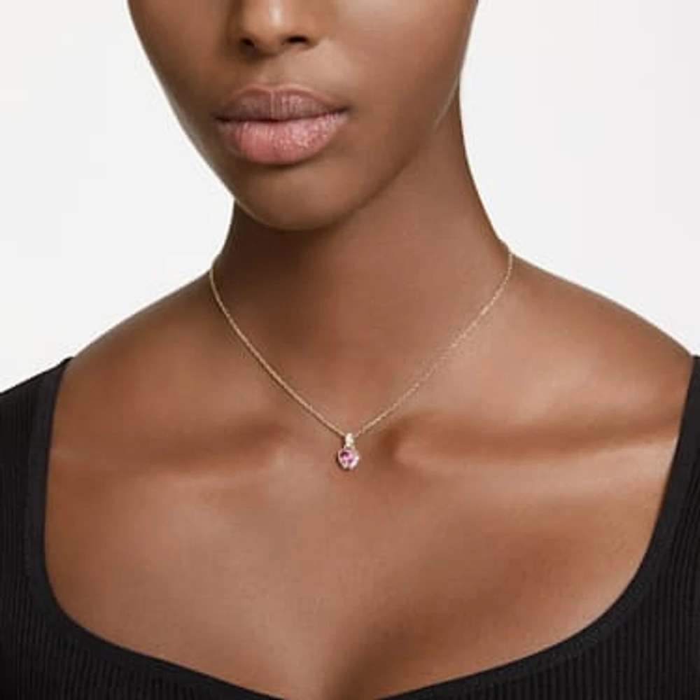Stilla pendant, Heart, Red, Gold-tone plated by SWAROVSKI