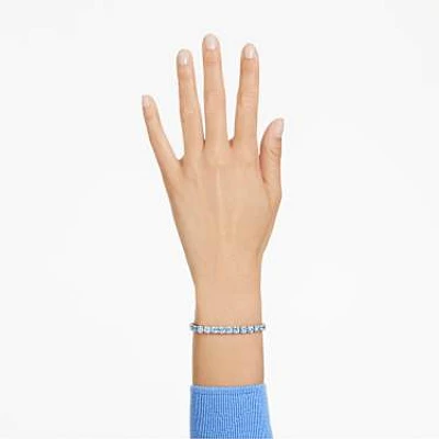 Matrix Tennis bracelet, Round cut, Blue, Rhodium plated by SWAROVSKI