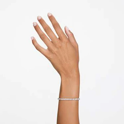 Matrix Tennis bracelet, Round cut, White, Rhodium plated by SWAROVSKI