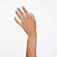 Matrix Tennis bracelet, Round cut, White, Rhodium plated by SWAROVSKI
