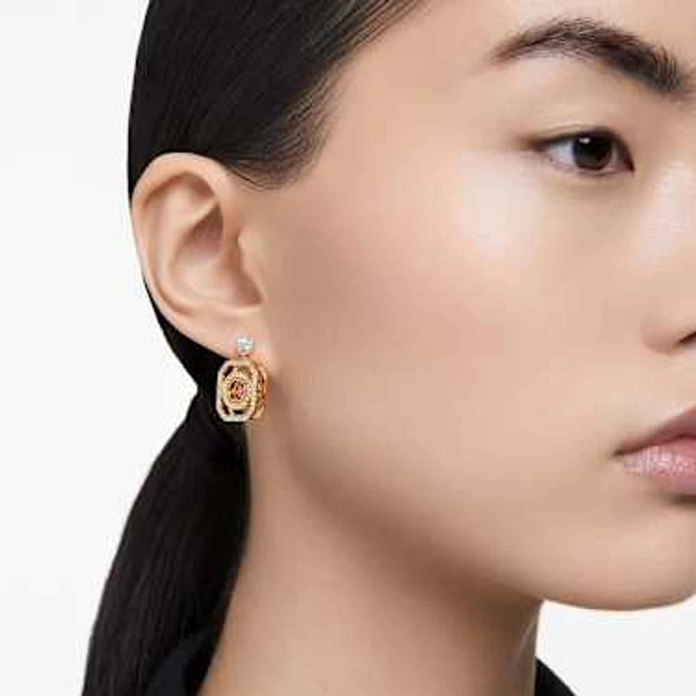 Alea drop earrings, Asymmetrical design, Multicolored, Gold-tone plated by SWAROVSKI