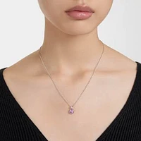 Birthstone pendant, Square cut, February, Purple, Rhodium plated by SWAROVSKI