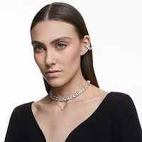 Millenia clip earrings, Square cut, White, Rhodium plated by SWAROVSKI