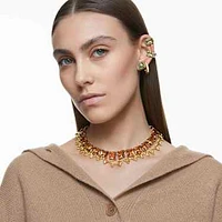 Millenia clip earrings, Square cut, Green, Gold-tone plated by SWAROVSKI