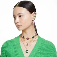 Millenia clip earrings, Square cut, Green, Gold-tone plated by SWAROVSKI
