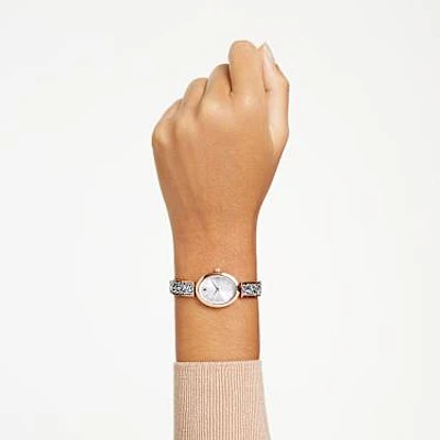 Crystal Rock oval watch, Swiss Made, Crystal bracelet, Rose gold tone, Rose gold-tone finish by SWAROVSKI