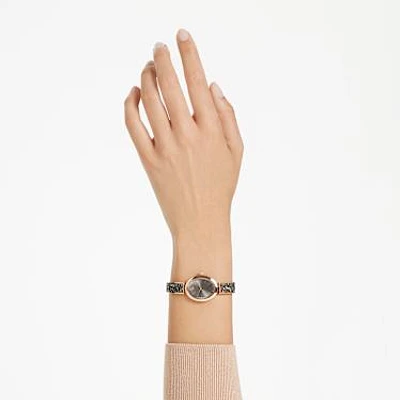 Crystal Rock oval watch, Swiss Made, Crystal bracelet, Grey