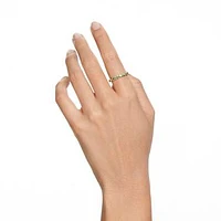 Matrix ring, Round cut, Green, Gold-tone plated by SWAROVSKI