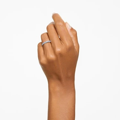 Matrix ring, Round cut, Blue, Rhodium plated by SWAROVSKI