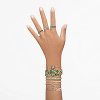 Matrix Tennis bracelet, Round cut, Green, Gold-tone plated by SWAROVSKI