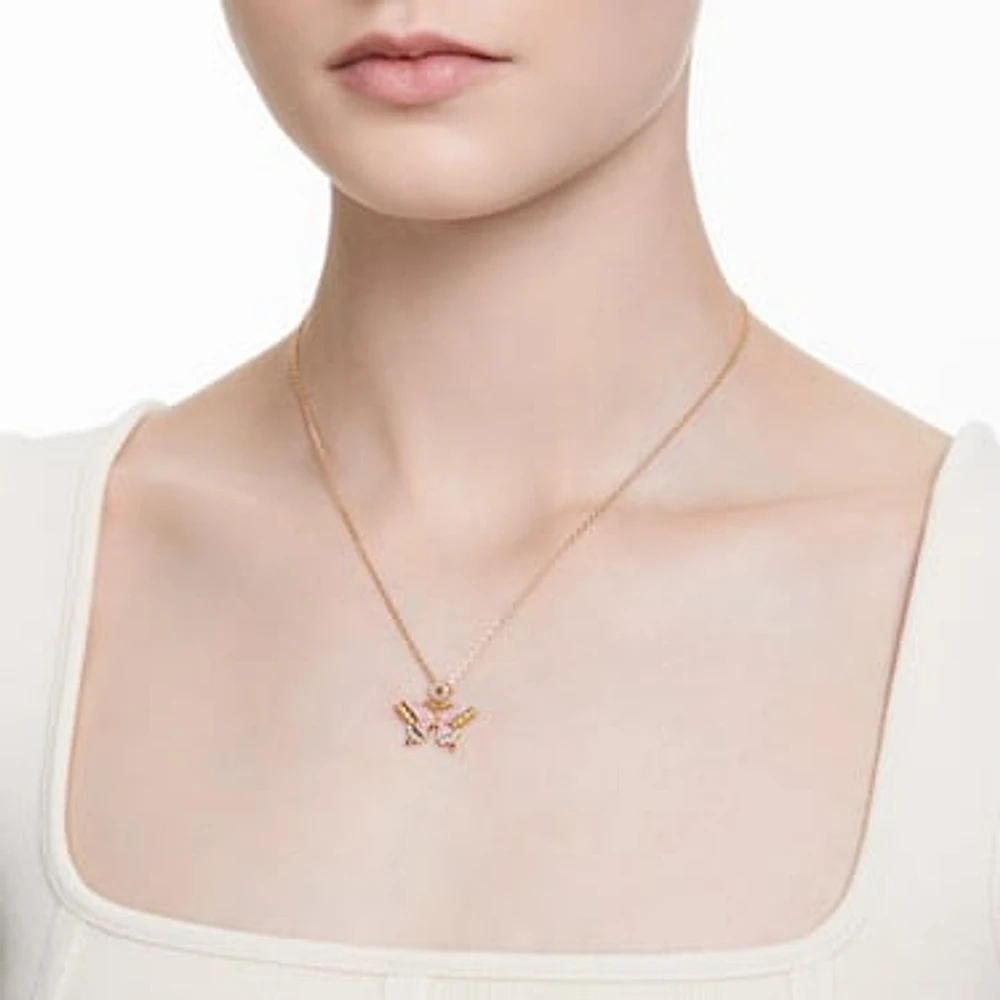 Idyllia pendant, Butterfly, Multicolored, Gold-tone plated by SWAROVSKI